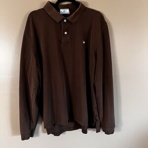 Southern Tide Men's XL Skipjack Long Sleeve polo Shirt Brown Fish logo